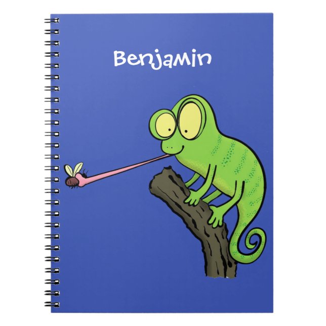 Carnet Caricature de lézard de caméléon vert joyeux (Devant)