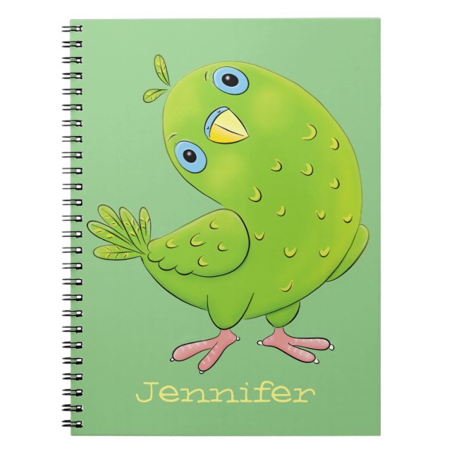 Carnet Caricature de perruche verte curieuse (Devant)