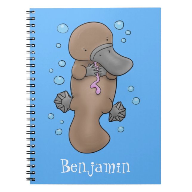 Carnet Caricature de platypus bébé très heureuse (Devant)
