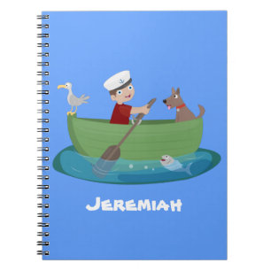 Carnet Caricature de voilier et de canot à rames garçon m