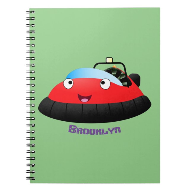 Carnet Caricature d'hovercraft rouge joyeux (Devant)