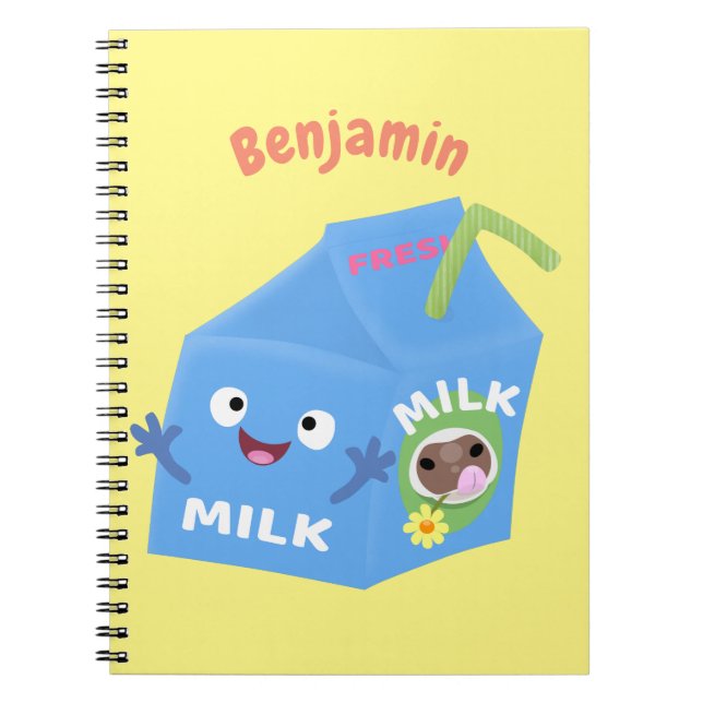 Carnet Caricature en carton de lait joyeux (Devant)