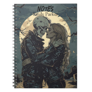 Carnet Caricature gothique romantique d'un squelette et d