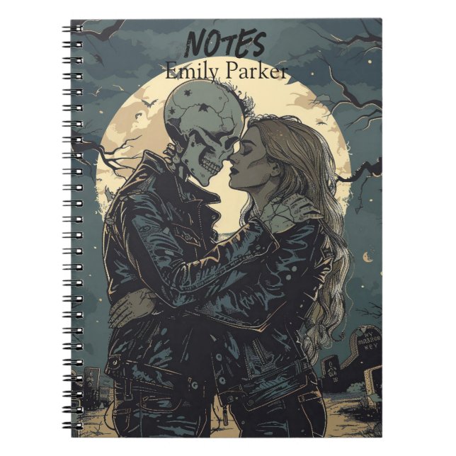 Carnet Caricature gothique romantique d'un squelette et d (Devant)