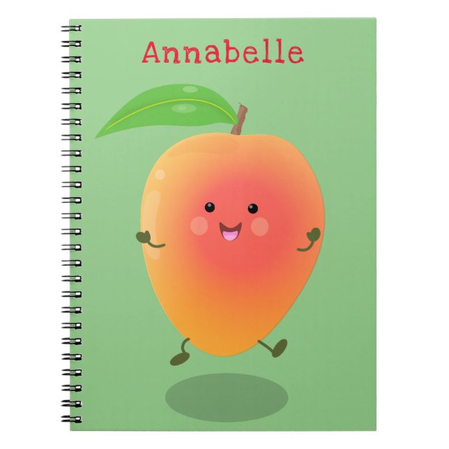 Carnet Caricature jaune mangue mignonne (Devant)