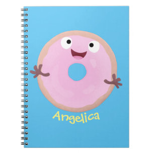 Carnet Caricature joli beignet rose vitré