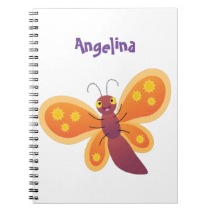 Carnet Caricature joli papillon orange