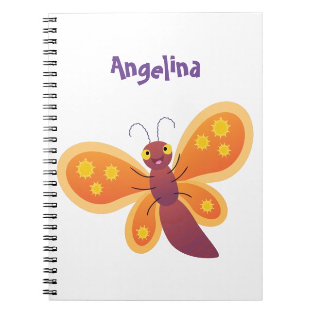 Carnet Caricature joli papillon orange (Devant)