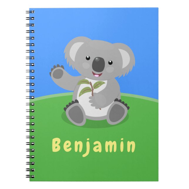 Carnet Caricature joyeux koala agitant (Devant)