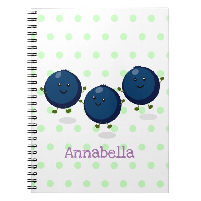 Carnet Caricature mignonne de bleuets violets (Devant)