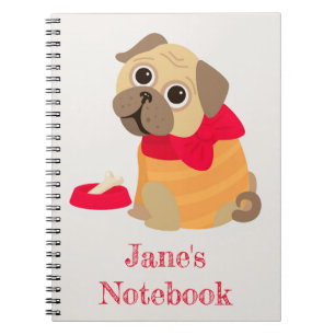 Carnet Carlin chien mignon nom personnalisé