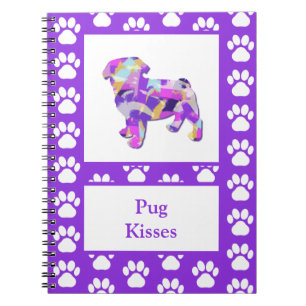Carnet Carlin mignon Chien Silhouette Paw Purple PY&B