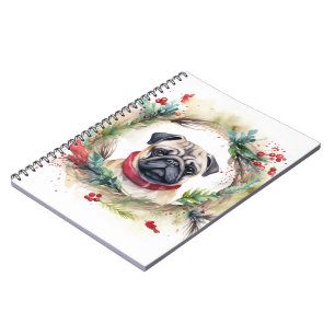 Carnet Carlin Noël Wreath Festive Pup