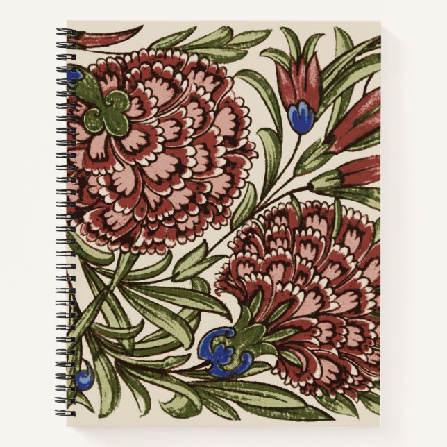Carnet Carnation Carrelage Fleur Antique Art Rustique (Devant)