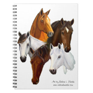 Carnet Carnet, cinq têtes de cheval, arrière - plan de