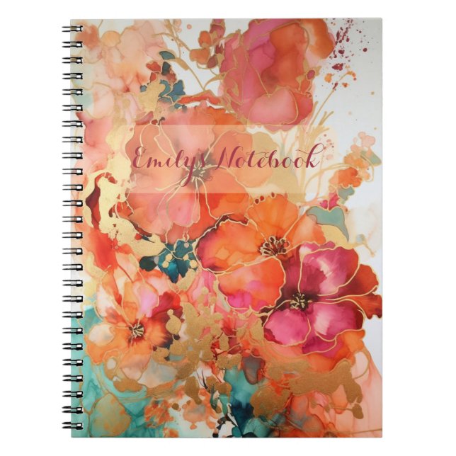 Carnet Carnet/Journal Abstrait Floral d'encre à l'alcool (Devant)