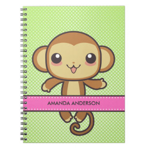Carnet Carnet/journal personnalisés de singe de Kawaii