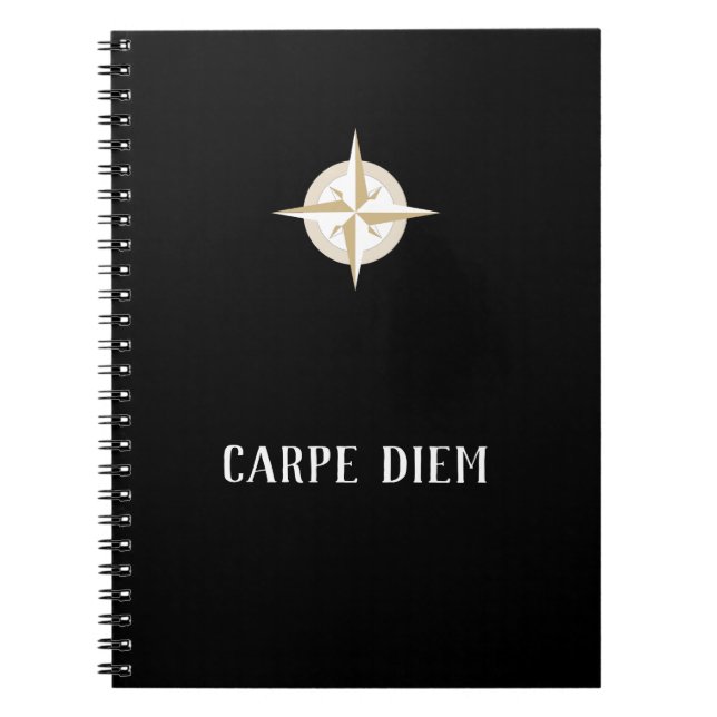 Carnet Carpe Diem sur Black avec Gold White Compass (Devant)