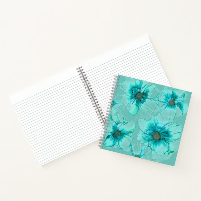 Carnet Carré Aqua Flowers (Intérieur)