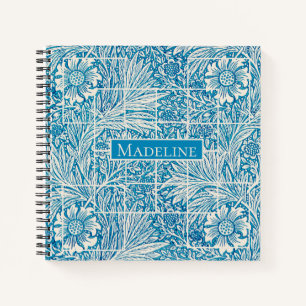Carnet Carré de motif Floral Vintage bleu et blanc