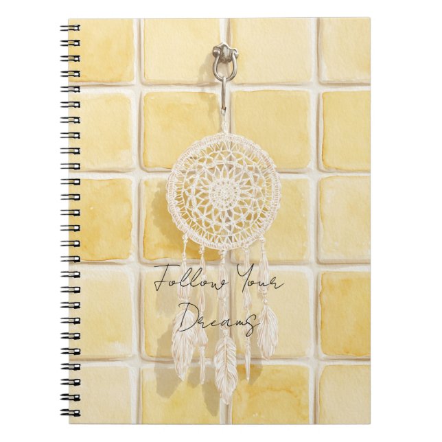 Carnet Carré Jaune Citron Attrape-Rêves Crème   (Devant)