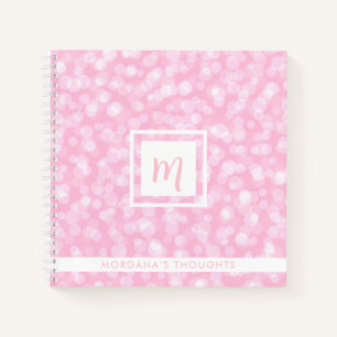 Carnet Carré Monogramme Bulles Rose Clair