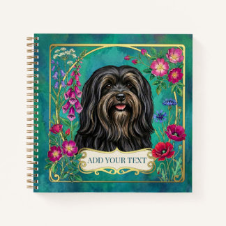 Carnet carré personnalisé Lhasa Apso noir et feu