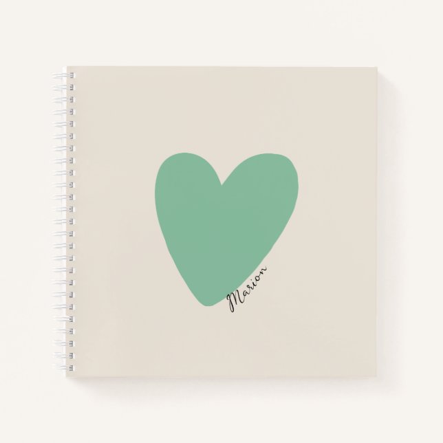 Carnet Carré Seafoam Green Mint Heart (Devant)