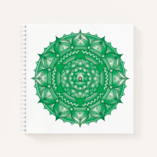 Carnet Carré vert Heart Chakra Mandala