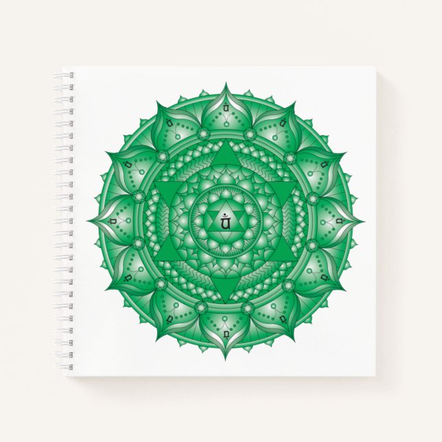 Carnet Carré vert Heart Chakra Mandala (Devant)
