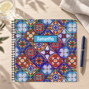 Carnet Carreau de Talavera rouge bleu élégant Art mexicai