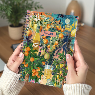 Carnet Carreau floral sicilien orange chic Citrus Collage