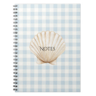 Carnet Carreaux Bleu Clair Blanc Rayures Coquillage