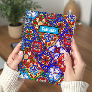 Carnet Carreaux de Talavera Mexicains Élégants Rouge Bleu
