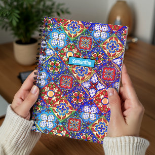 Carnet Carreaux de Talavera Mexicains Élégants Rouge Bleu
