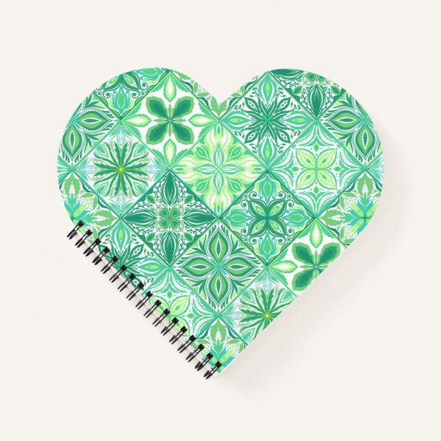 Carnet Carreaux décorés en vert et blanc (Devant)