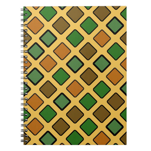Carnet Carreaux diagonaux géométriques orange (Devant)