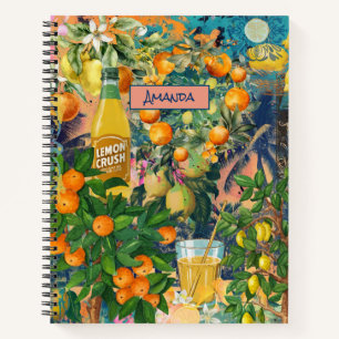 Carnet Carreaux fleuris chic orange sicilien