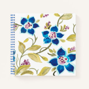 Carnet Carreaux floraux de l'abbaye - Flores bleues