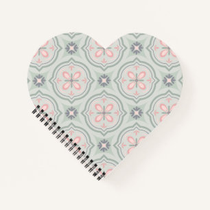 Carnet Carreaux Floraux Pastel Vert