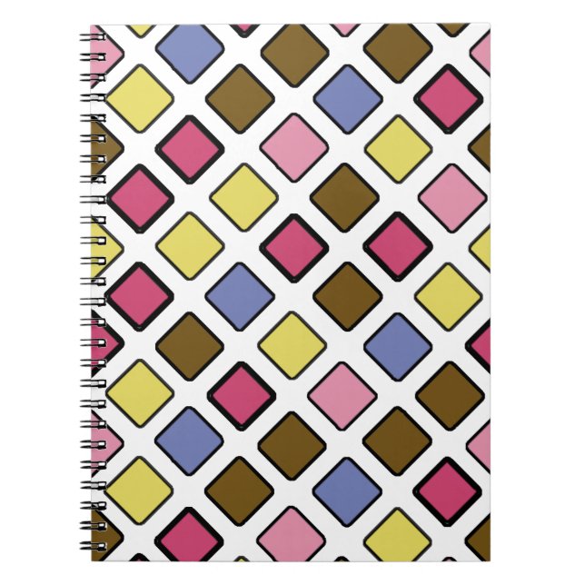 Carnet Carreaux géométriques diagonaux rose (Devant)