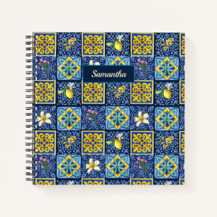 Carnet Carreaux Méditerranéens Bleus Blancs Siciliens Chi