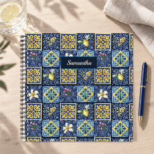 Carnet Carreaux Méditerranéens Bleus Blancs Siciliens Chi