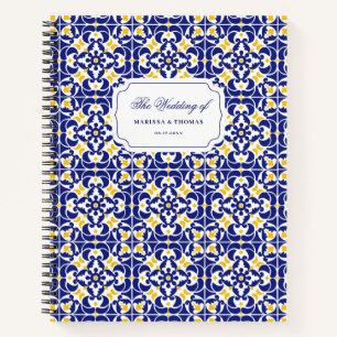 Carnet Carreaux méditerranéens Wedding planner bleu et ja