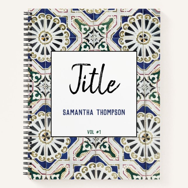 Carnet Carrelage portugais Azulejo Esquisse géométrique c (Devant)