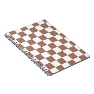 Carnet Carrés Checker mocha brun blanc géométrique rétro