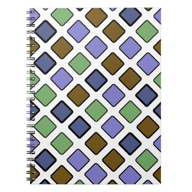 Carnet Carrés géométriques diagonaux bleu (Devant)