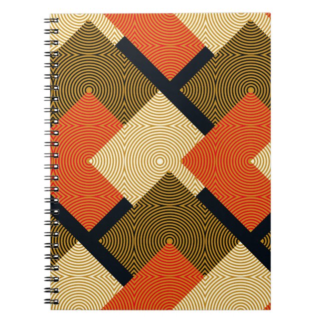Carnet Carrés géométriques rétro : Motif Vintage. (Devant)