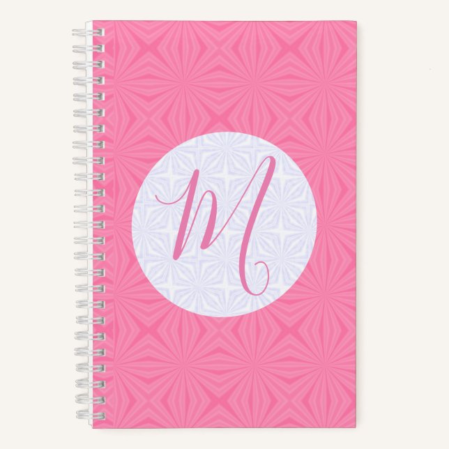 Carnet Carrés ondulés rose doux Initiale personnalisée  (Recto)