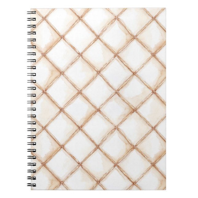 Carnet Carrés Rayures Crème Or Blanc   (Devant)